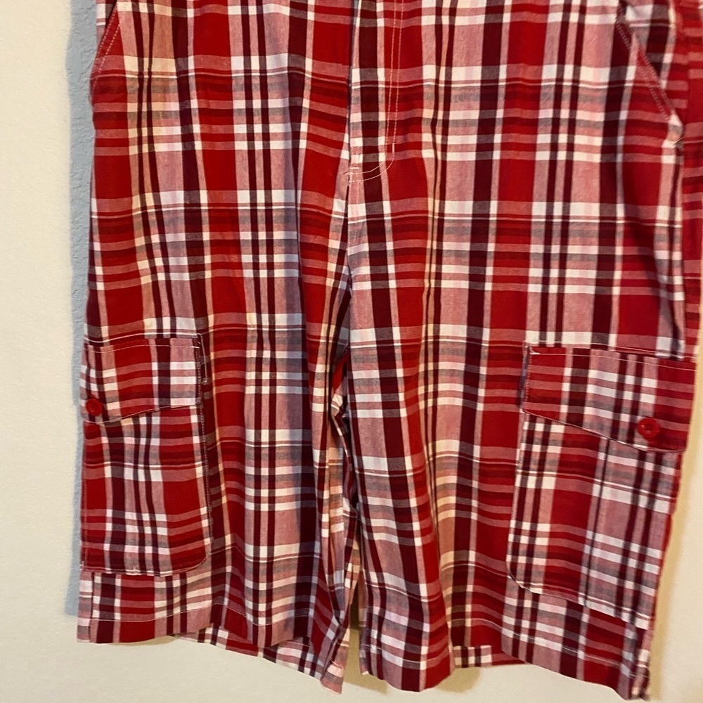 Southpole Y2K  Retro Red Plaid Bermuda Cargo Streetwear HipHop Shorts Size 40 - Picture 4 of 14
